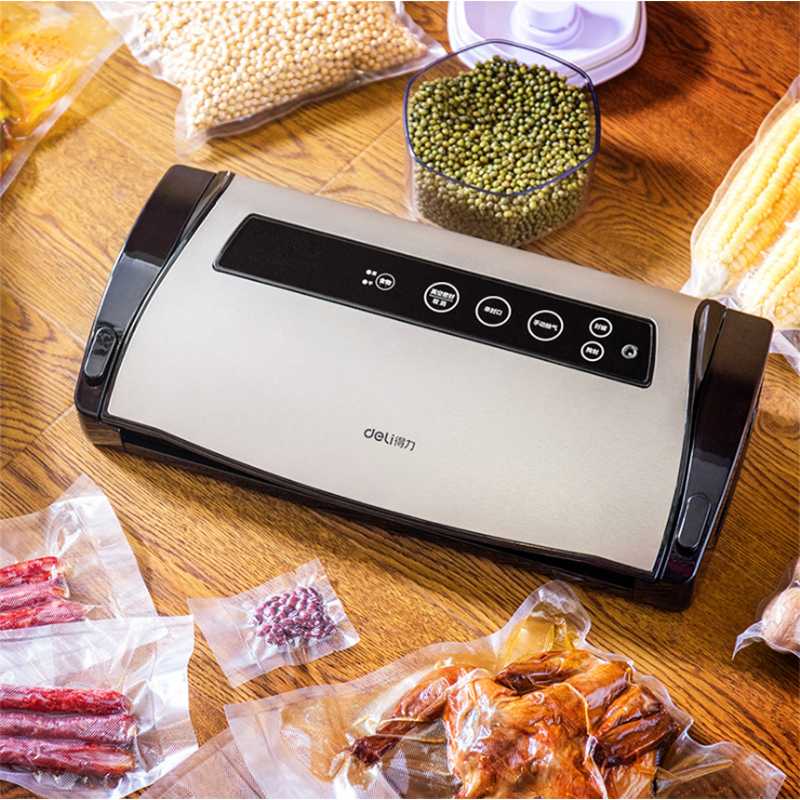 Deli 14886 vacuum packing machine household and commercial packaging small dry and wet food plastic heat sealing machine