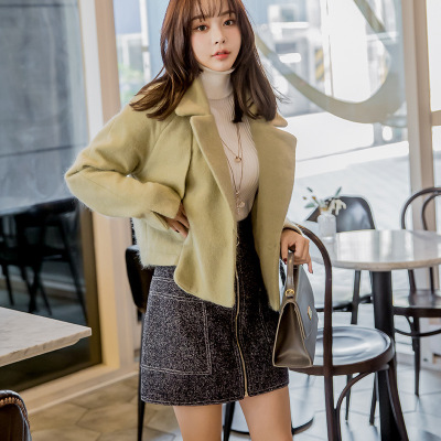 Korean women's autumn wear new slim body versatile wool fabric F6086 real shot 2019 Korean women's autumn wear new slim body versatile wool fabric to show the slim fashion short style tweed coat