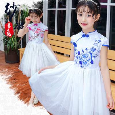 Performance dress girl princess shaggy dress dance dress perform children's ethnic Chinese style festive performance dress