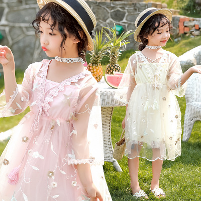The new 2019 summer Korean version of The girl's sweet mesh dress lace skirt