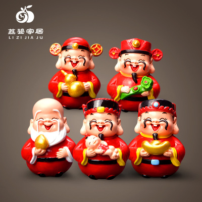 Resin arts and crafts factory wholesale fu shouxi fortune god put a hotel supermarket pharmacy New Year gifts small doll