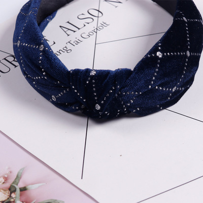 Korean version of the new velvety elastic flannelette knotted wide side headband headband ladies yoga sports hair clip head buckle