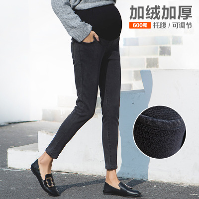 Plus velvet jeans winter chic dress large size stretch support pants small leg pants d-999