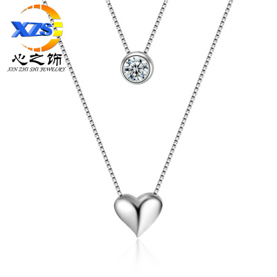 Heart of the act the role ofing Heart double layer necklace getting money han edition vogue temperament ACTS the role ofing 100 collocation to act the role of short clavicle chain
