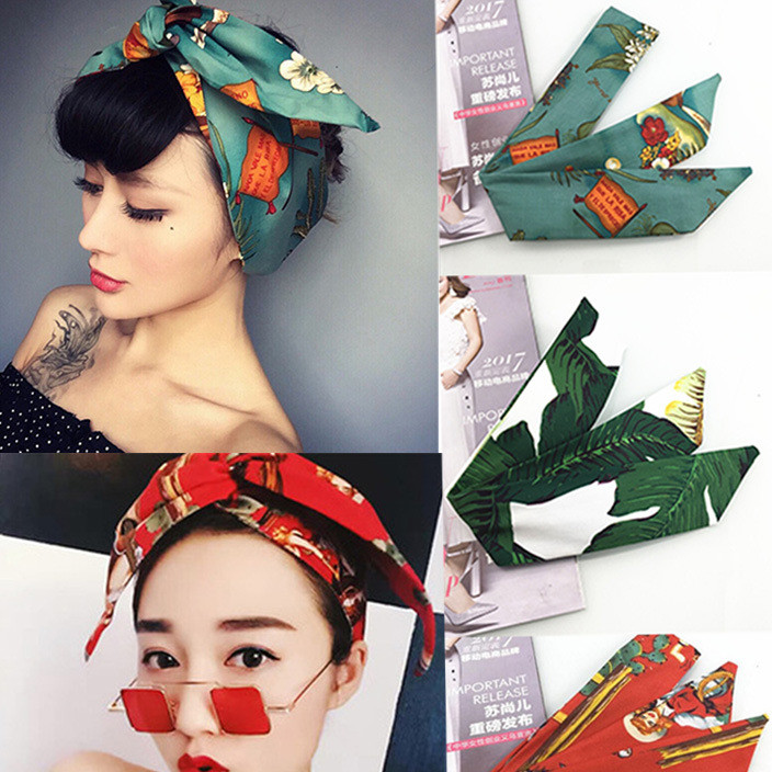 European and American vintage headwear high-quality printed iron wire wash set hair band band lovely hair accessories ladies cross headband
