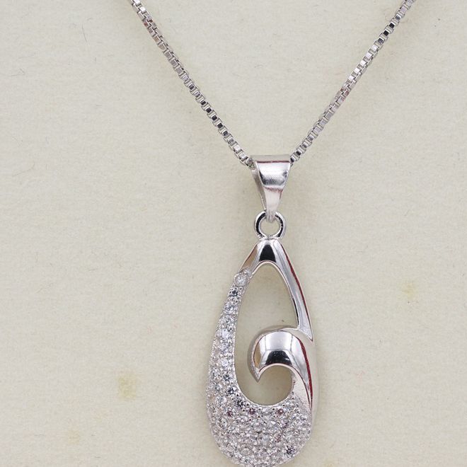 Guoxi S925 pure silver Korean fashion necklace zircon pendant short collar bone chain necklace for women
