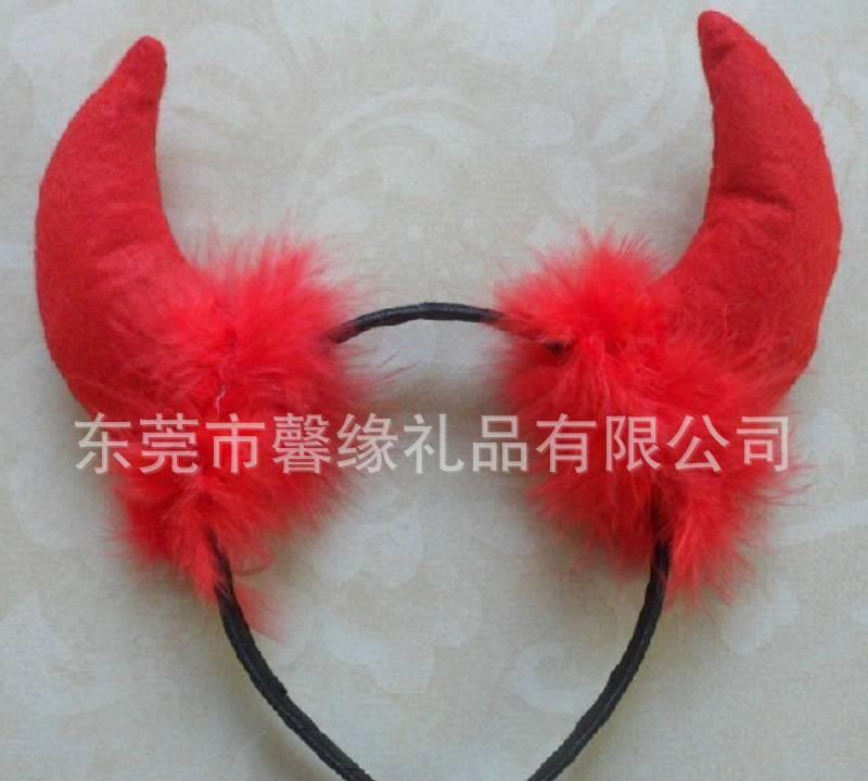 Manufacturers supply Halloween hair hoop plush toys horn hair hoop custom - made foreign trade