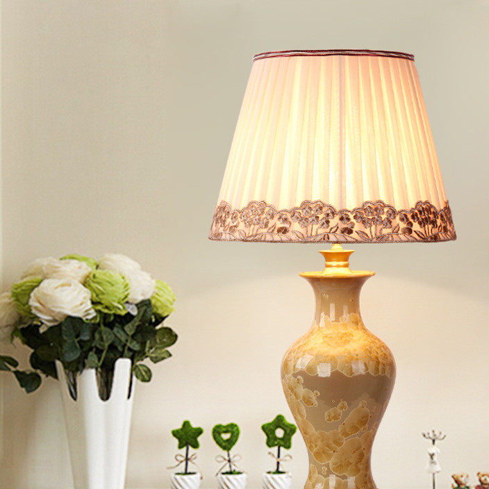 American dimming ceramic table lamp model room bedroom bedside lamp room decoration small night lamp manufacturers wholesale