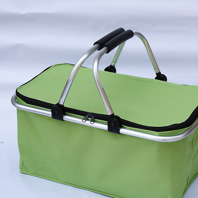 Manufacturer direct sales double handle picnic basket shopping basket fresh ice bag camping supplies can print LOGO