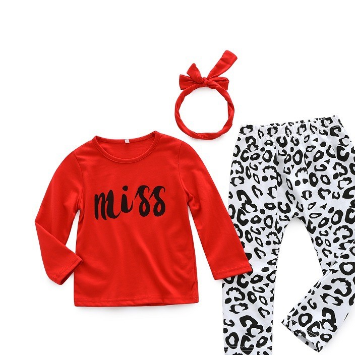 2019 girl set online shop agent spring red hair with cotton letters children's clothing home two sets