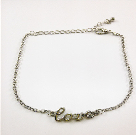 AM01 sexy foot ornaments summer fashion street snap simple alloy love letter ankle bracelet cross-border e-commerce supply