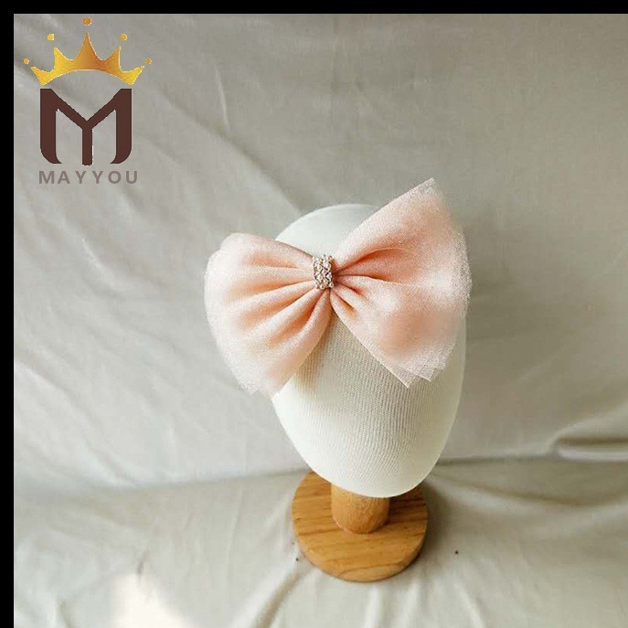 About the original mesh yarn big bow children hair with baby hair with 100 days old baby hair ornaments headdress