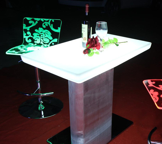 Factory direct sale LED luminous furniture remote control charging colorful luminous square bar table bar evening tea table