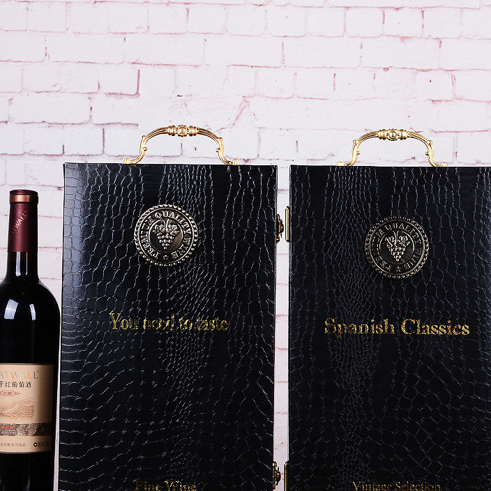 Manufacturers direct customization of wine box wine box red wine gift box double branch leather box