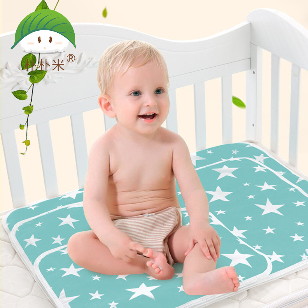 Pu pu mi new bedwetting pad infant diaper products waterproof cotton cartoon breathable can wash and litter pad large size