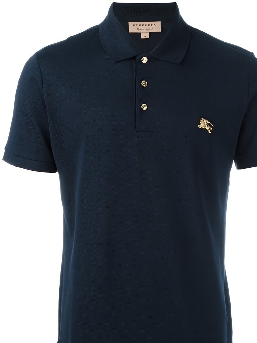 The 2019 summer cotton ball POLO shirt with a gold half-chest with an interlace collar front