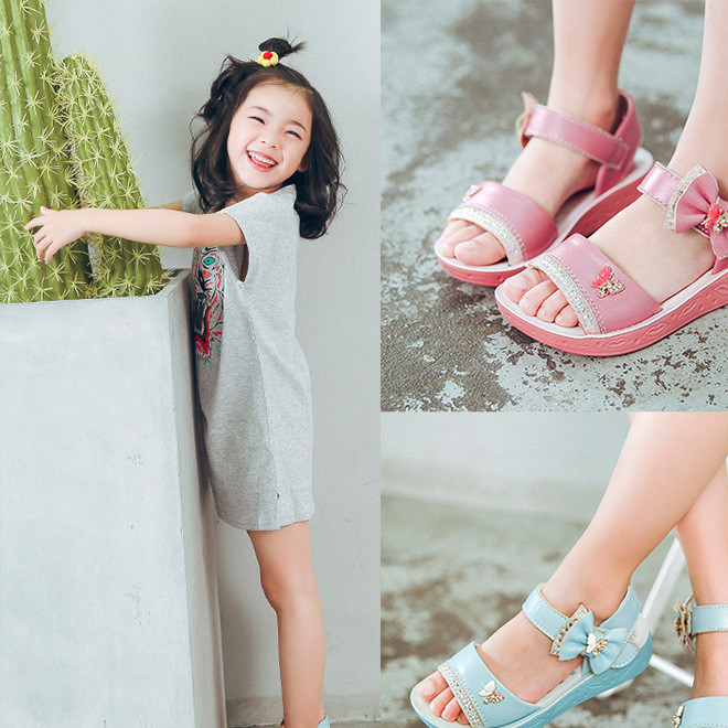 Hubbi bear children's shoes and girl sandals Korean version of waterproof children popular bowknot princess shoes wholesale manufacturers direct