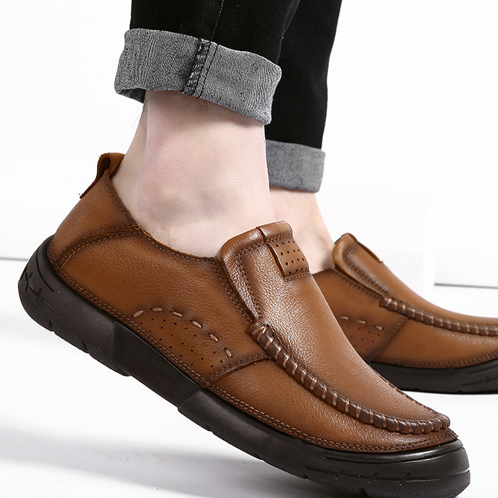 Fashionable leather shoes men's head layer cowhide casual leather shoes head layer cowhide men's shoes men's single shoes casual shoe batch