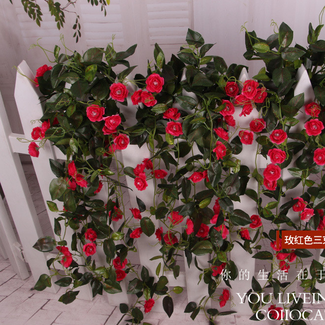 Simulation rose rose hanging wholesale vine home outdoor fence balcony decoration flowers package mail
