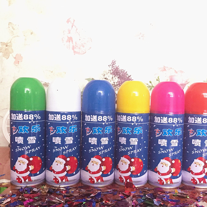 New wedding supplies hand spray ribbon 250ML holiday celebration Christmas joy flying snow wholesale spot