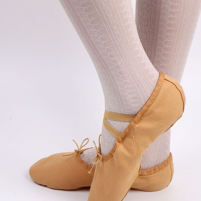 Cotton canvas ballet shoes for children camel - colored training shoes for women and adult cat paw shoes