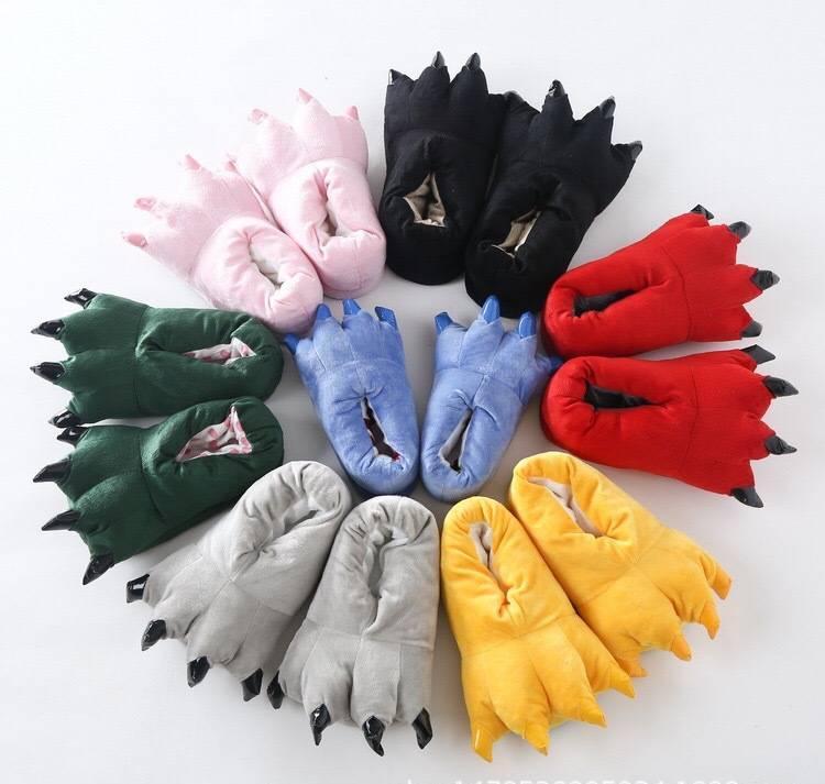 Autumn and winter children's slippers cute cartoon dinosaur claws shoes plush lovers shoes a replacement hair