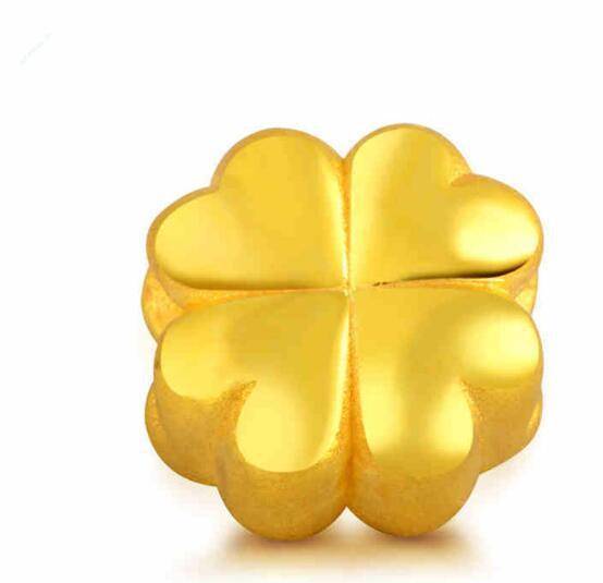 Anti-gold 3D hard gold pendant clover transfer bead gold necklace dual-purpose red rope bracelet jewelry custom 07