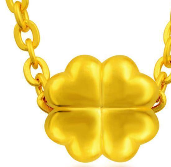 Anti-gold 3D hard gold pendant clover transfer bead gold necklace dual-purpose red rope bracelet jewelry custom 07