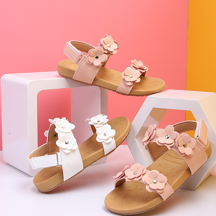 Baby open-toe beach shoes flower princess shoes cross-border supply of children's sandals