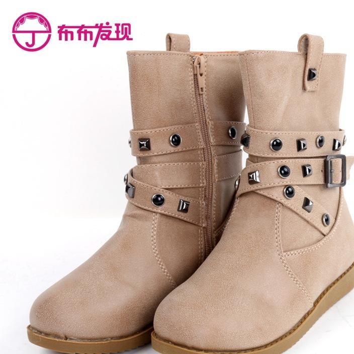 Bu bu found 2015 autumn/winter children's shoes and girl's boots with velvet midboot for children