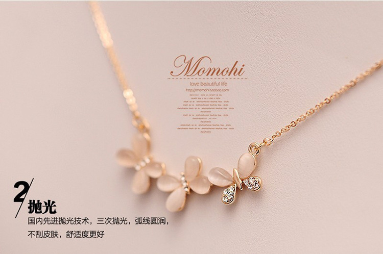 Korean fashion with cat-eye butterfly choker necklace women's short collar chain Korean fashion accessories accessories pendant