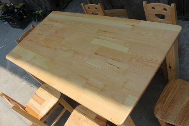Kindergarten Solid Wood Tables And Chairs Rubber Wood Table